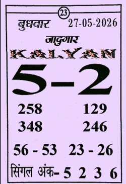 Latest Madhur Matka Chart for [2026] showing Patti and Jodi numbers of Tara Matka final ank
